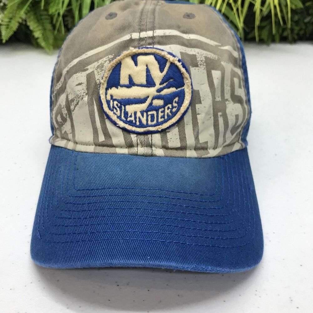 New York Islanders Hat Cap Strap Back Blue Gray NHL Hockey Mens Retro Two Tone